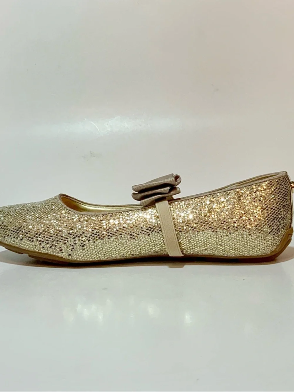 MICHAEL Michael Kors Kids Gold Sparkle Mary Jane Flats with Bow - Picture 4 of 11